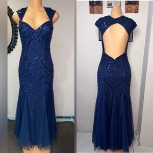 Chic Asymmetrical Midnight Blue Gown